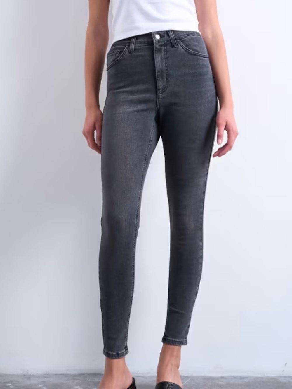 Topshop Womens Washed Black Jamie High Rise Skinny Jeans NWT Size 24x30